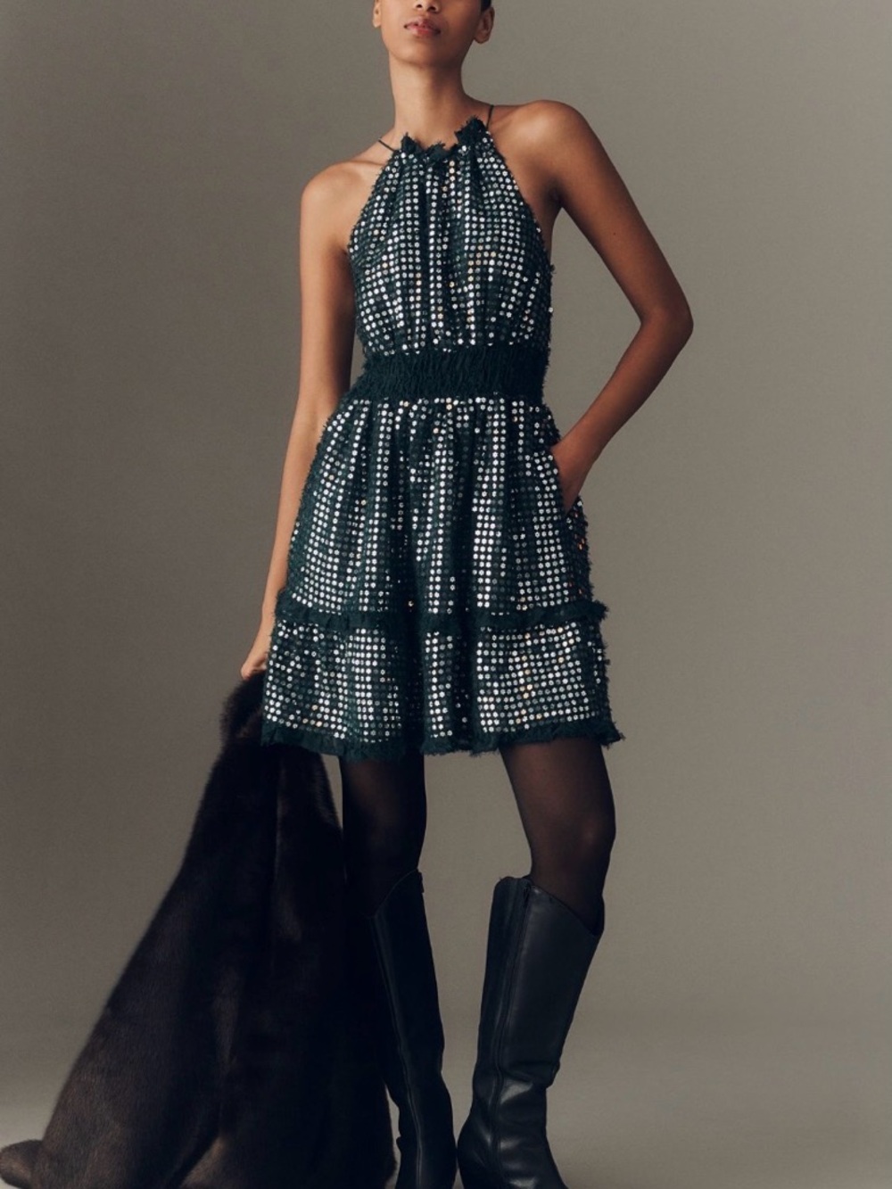 Anthropologie Somerset Shine Mini Halter Dress - Picture 3 of 12